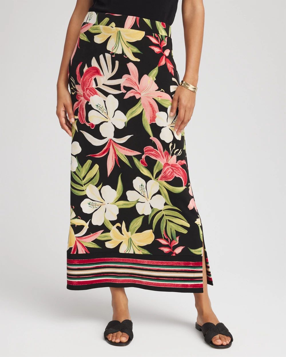 もなこ*size90 Travelers™ Tropical-Lily Midi Skirt | Chico's